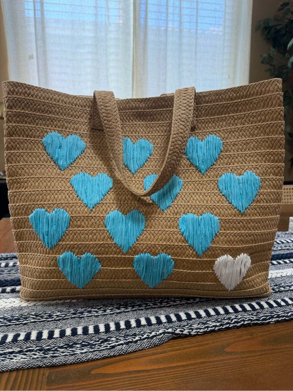 BTB Los Angeles Be Mine Straw Tote